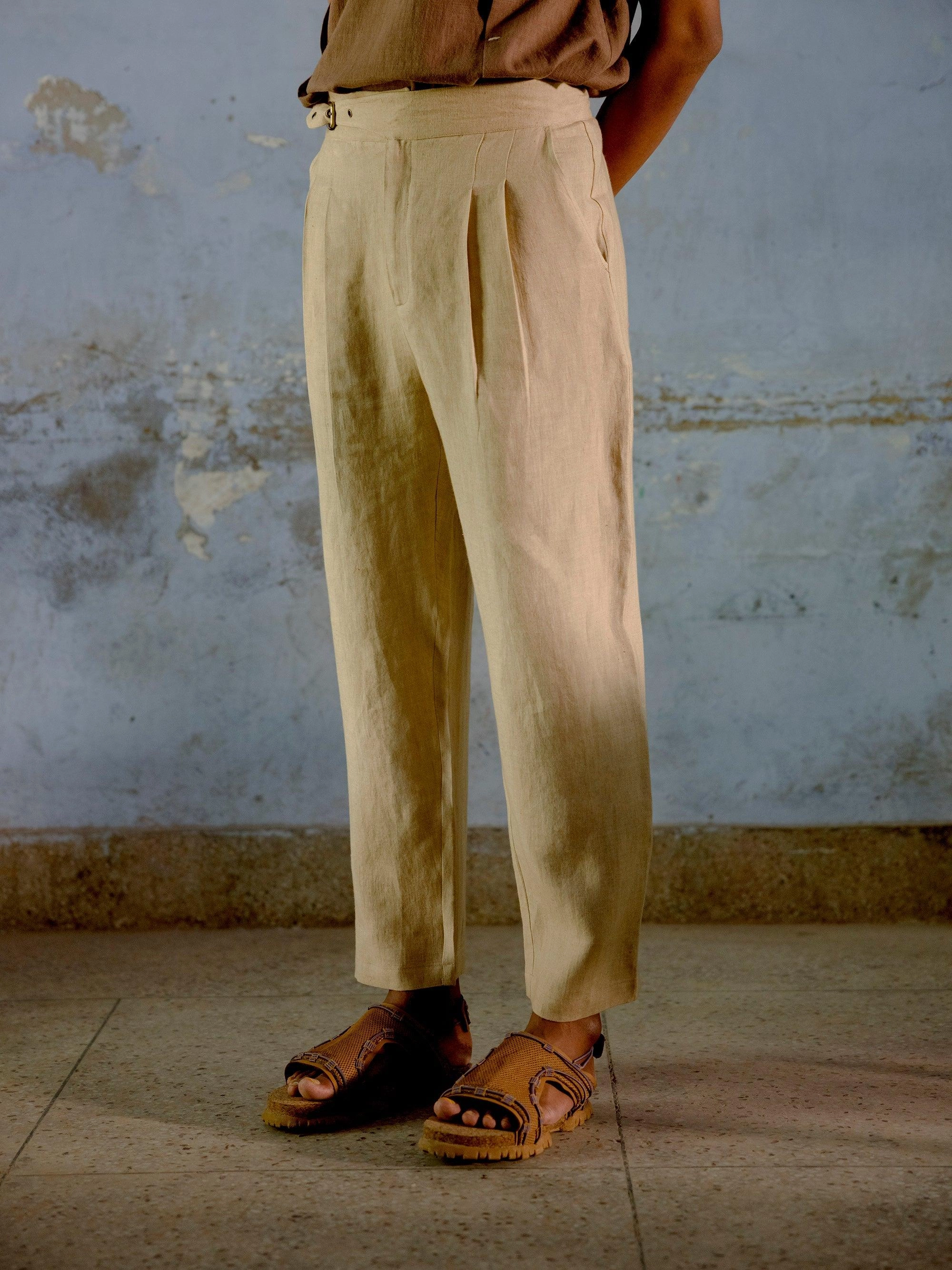 Linen Buckled Pants Work Ready
