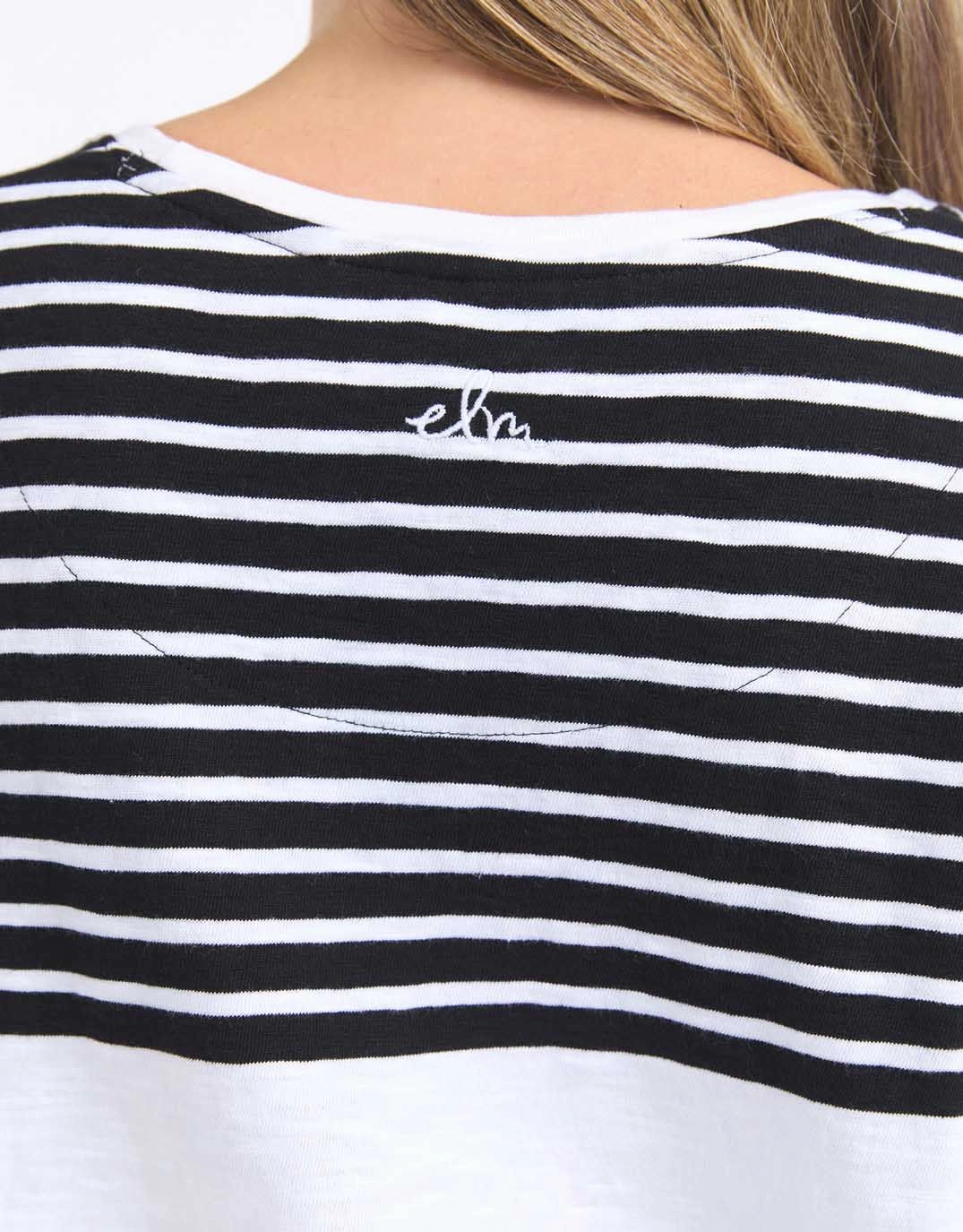 Comfort and Breathable All Season Wear Lexa Stripe Long Sleeve Tee - Black & White Stripe