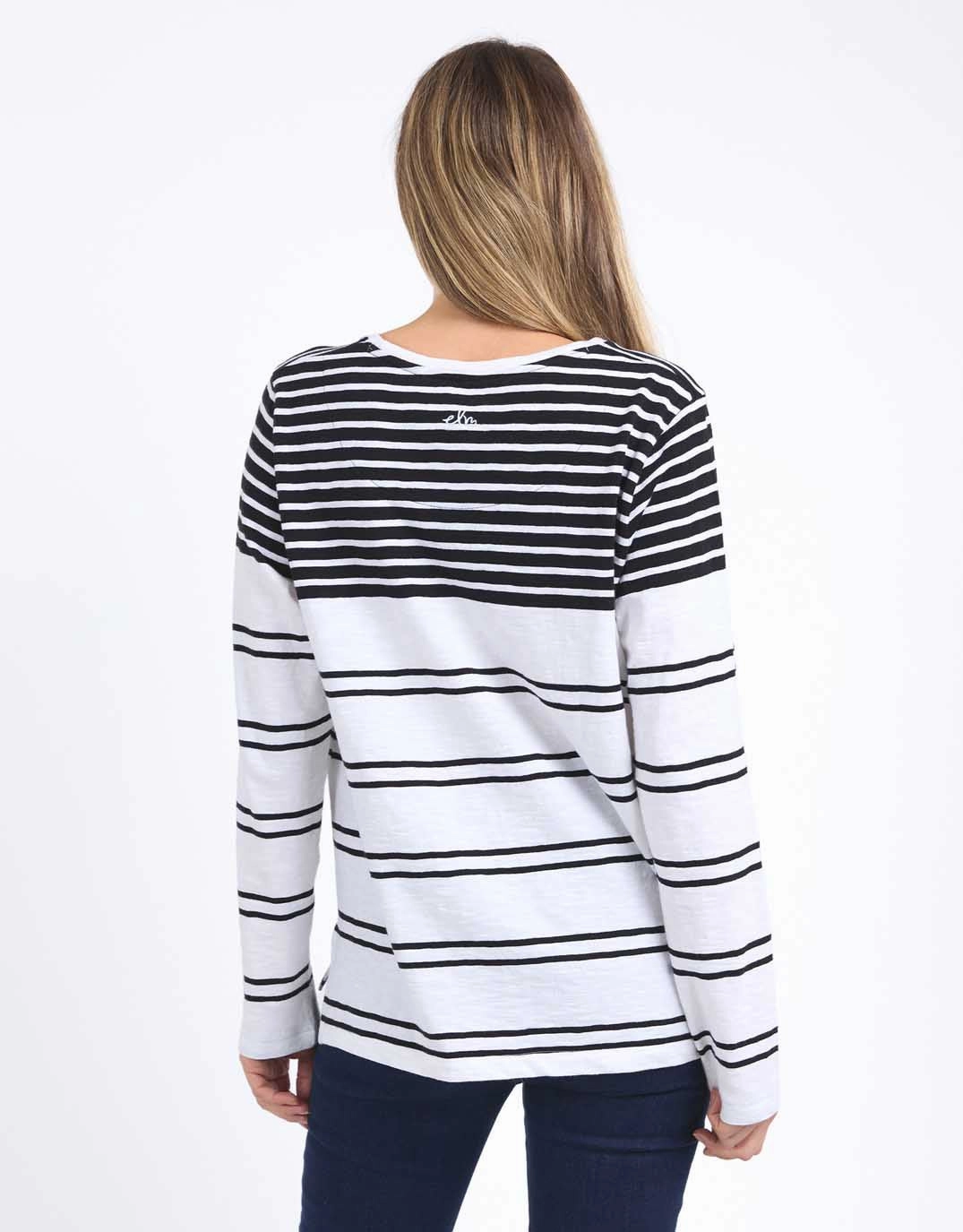 Lexa Stripe Long Sleeve Tee - Black & White Stripe Luxury clothing Comfort and Fit