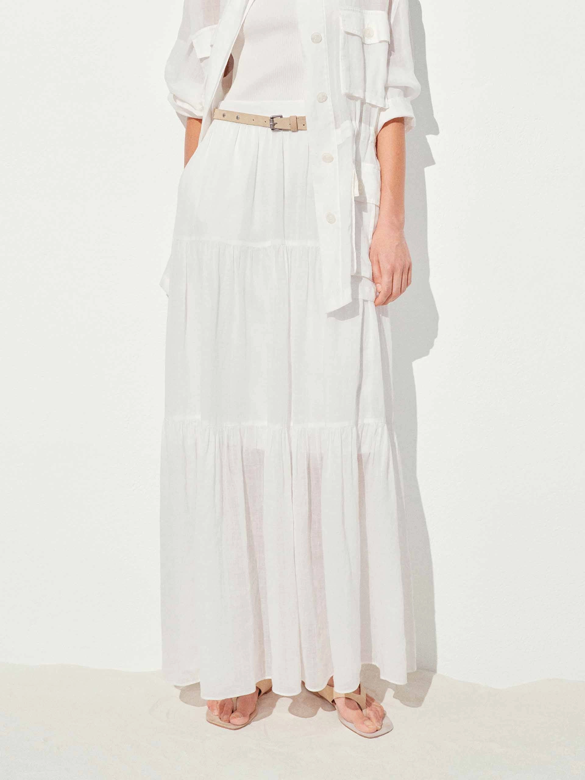 Bold Mood Subtle Shimmer Ramie Pleated Maxi Skirt