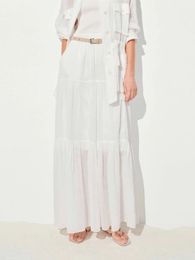 Bold Mood Subtle Shimmer Ramie Pleated Maxi Skirt
