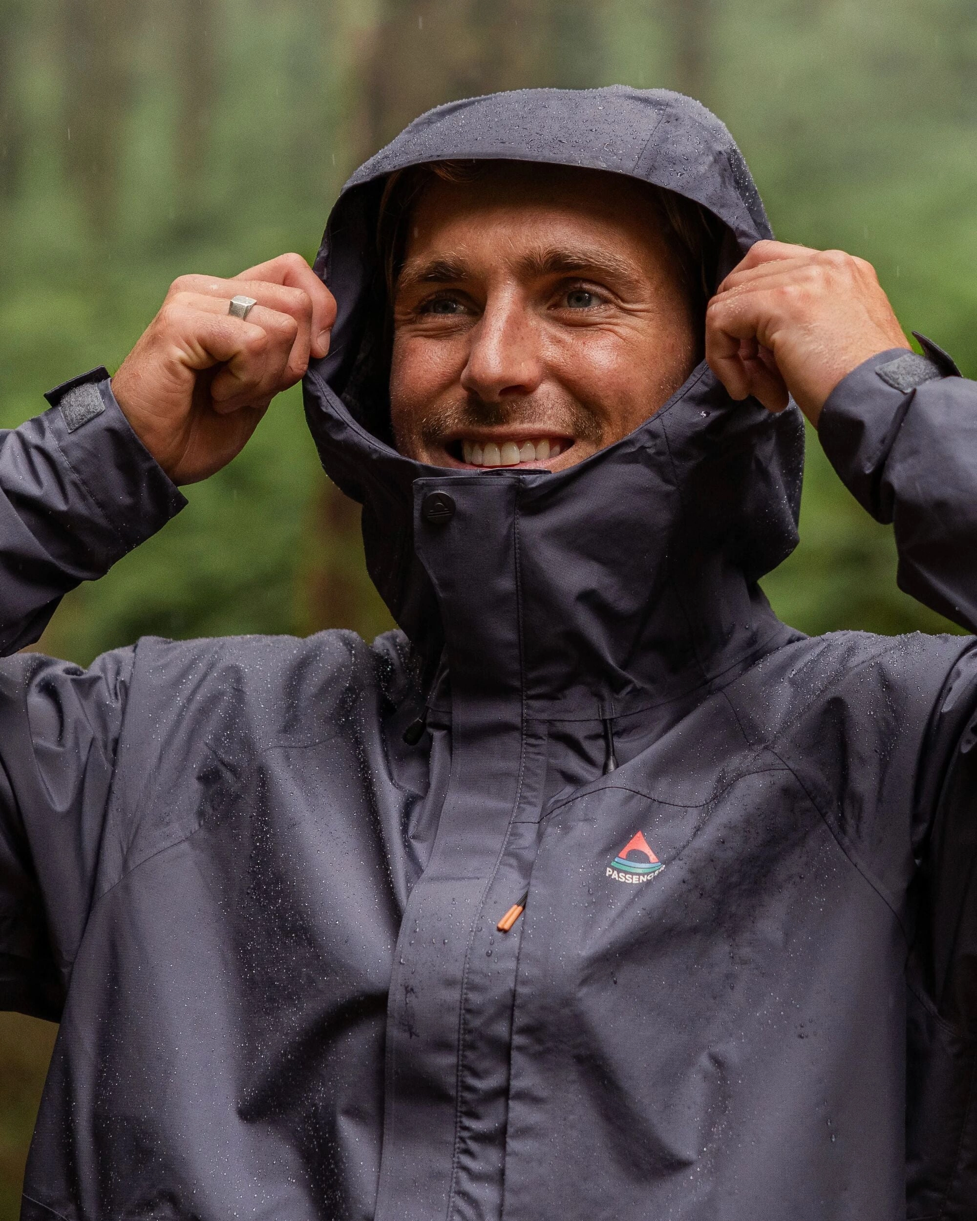 Trailscape Men's Recycled Waterproof Jacket - Charcoal Bonded Zippers Subtle Design Detail