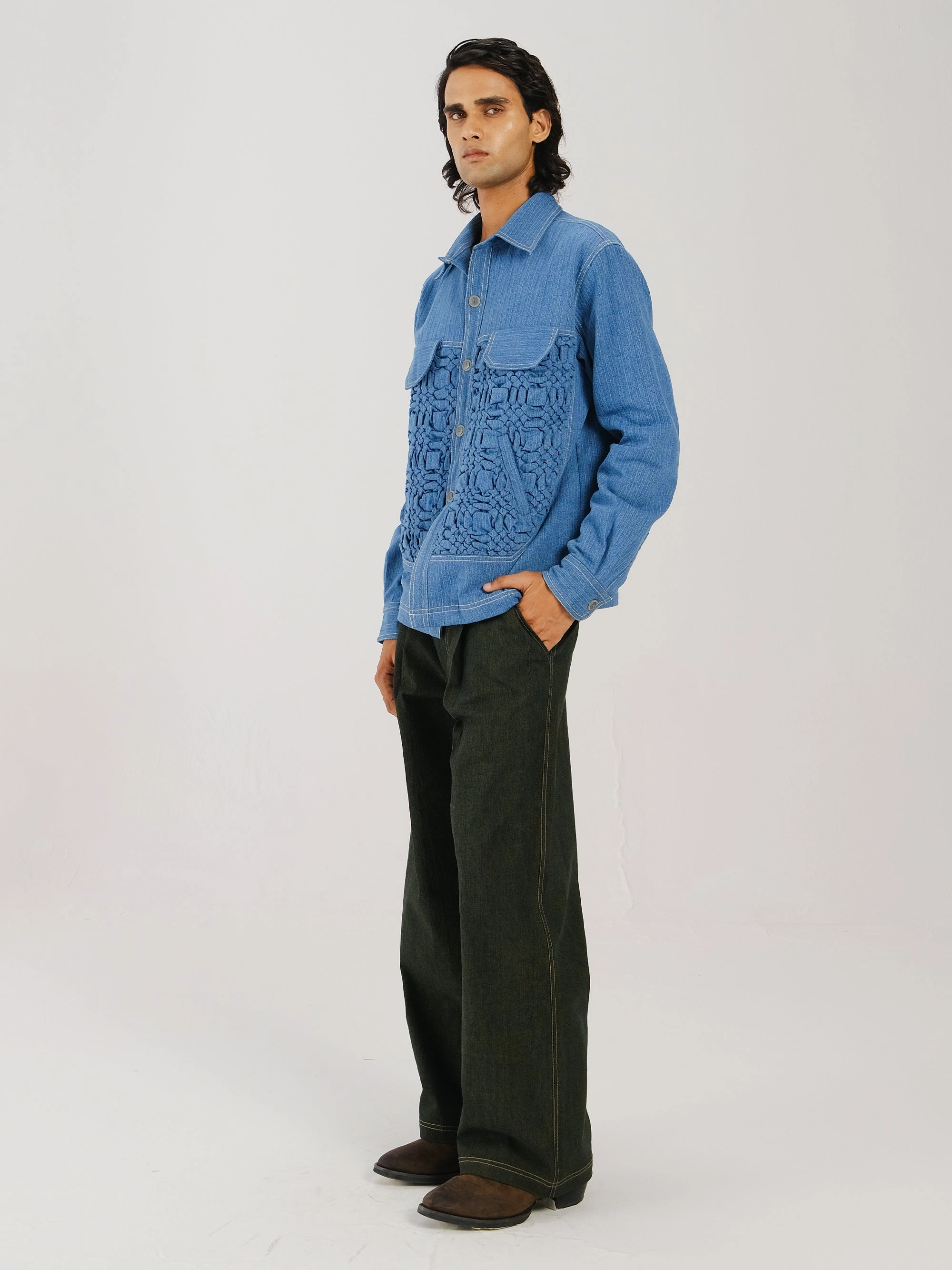 Smocked Collar Jacket wrinkle free