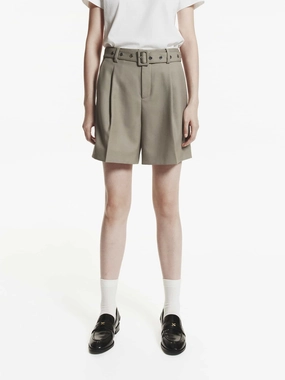 Wool Blend Belt Shorts Casual Outfit Durable Hem Finishing