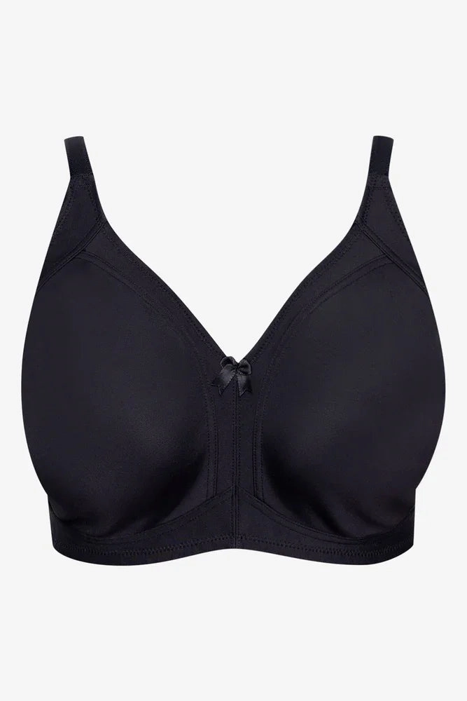 Plus Size 2 Pack Non Padded Wire Free Bras Black And Natural Shock Absorption Zones Secure Material
