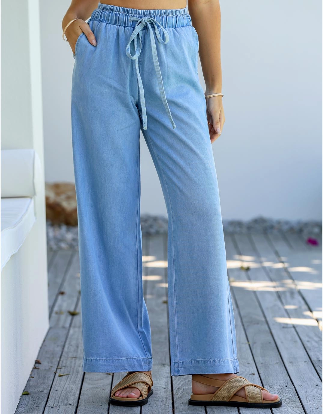 Rae Drawstring Jean - Light Blue Urban Style
