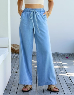 Rae Drawstring Jean - Light Blue Perfect Fit Breathable Brunch Outfit