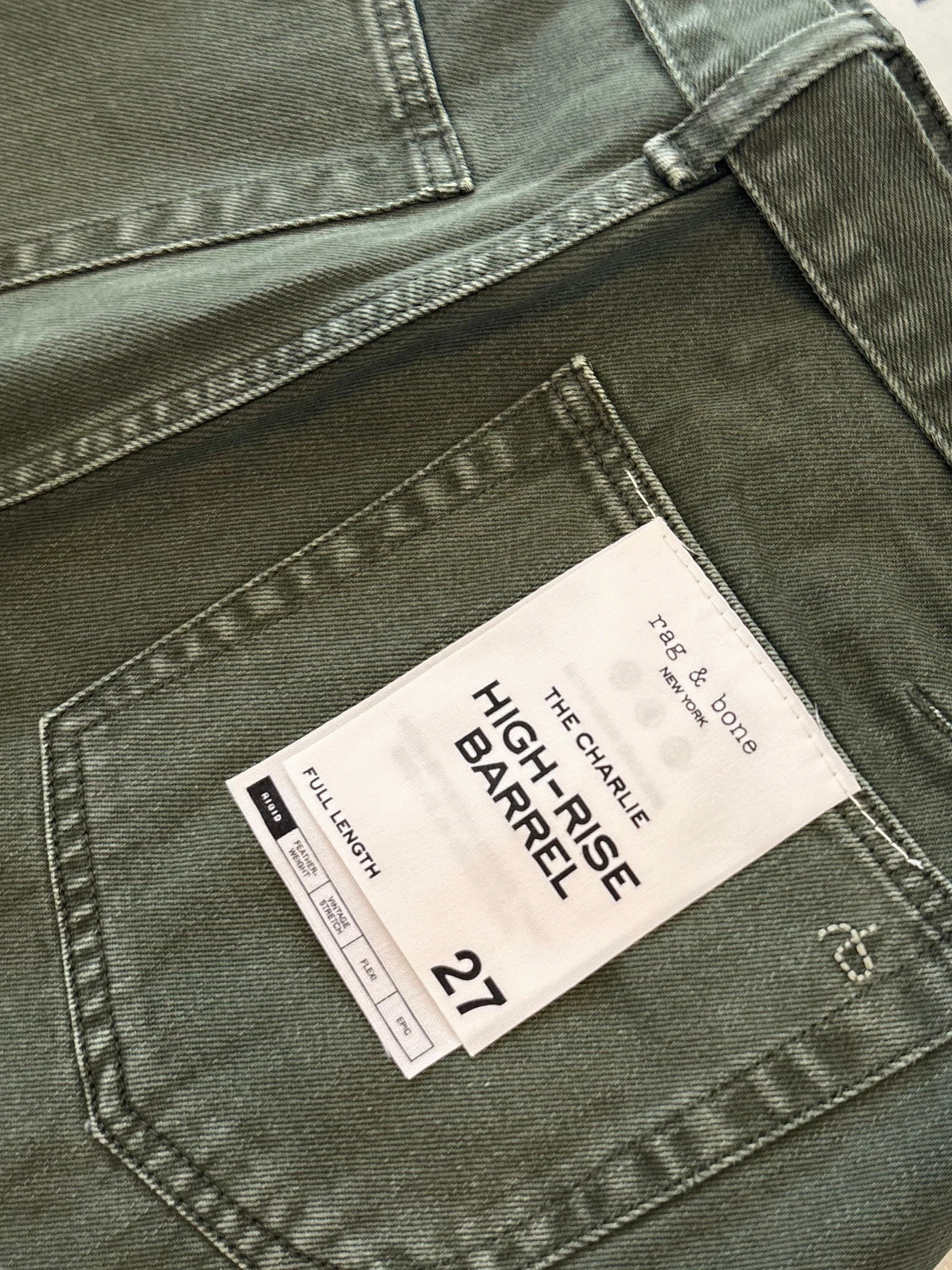Bi Stretch Fabric Rag & Bone Charlie Barrel W Belt in Dark Olive