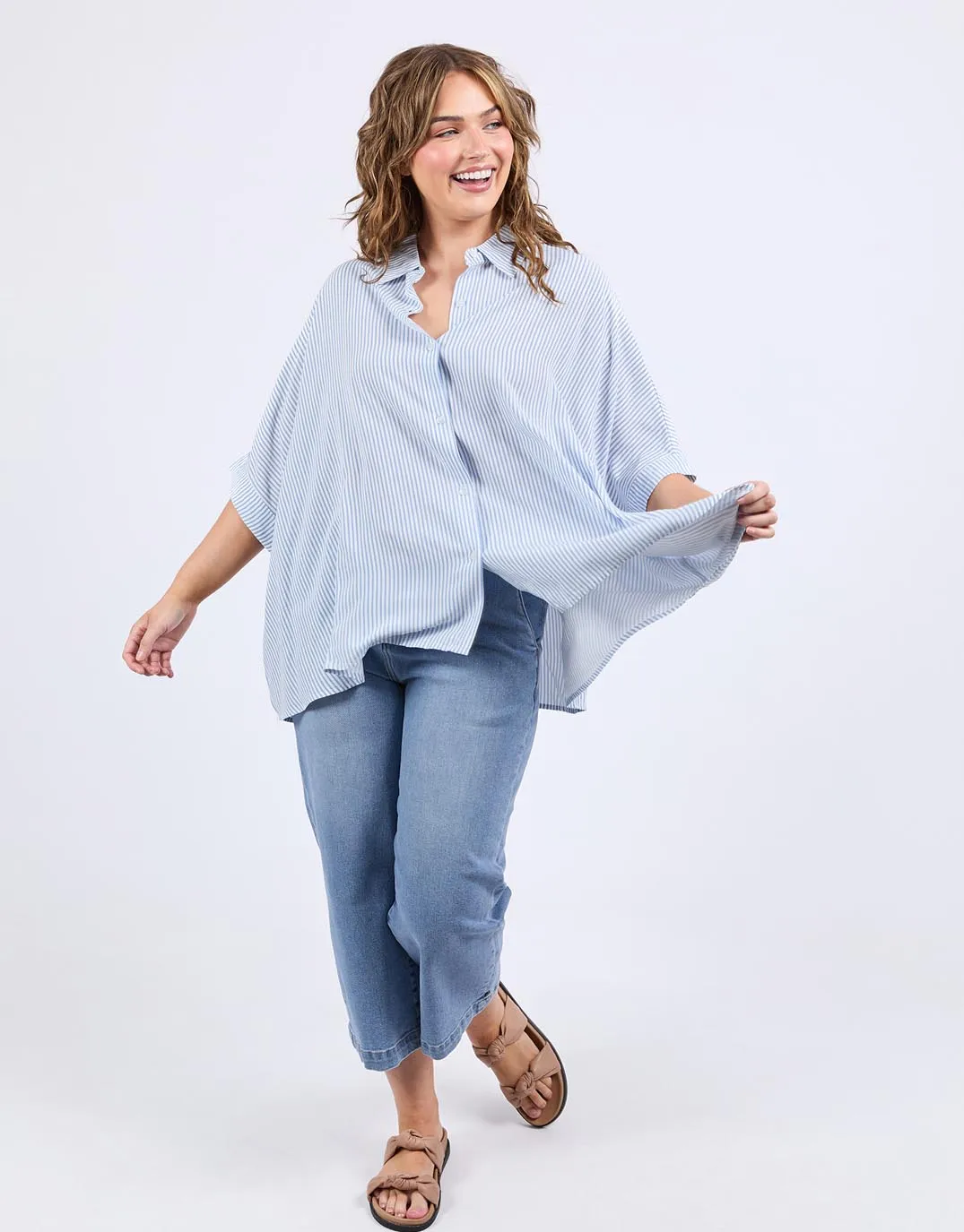 Compact Packing Professional Look Luna Shirt - Dusk Blue/Marshmallow Stripe
