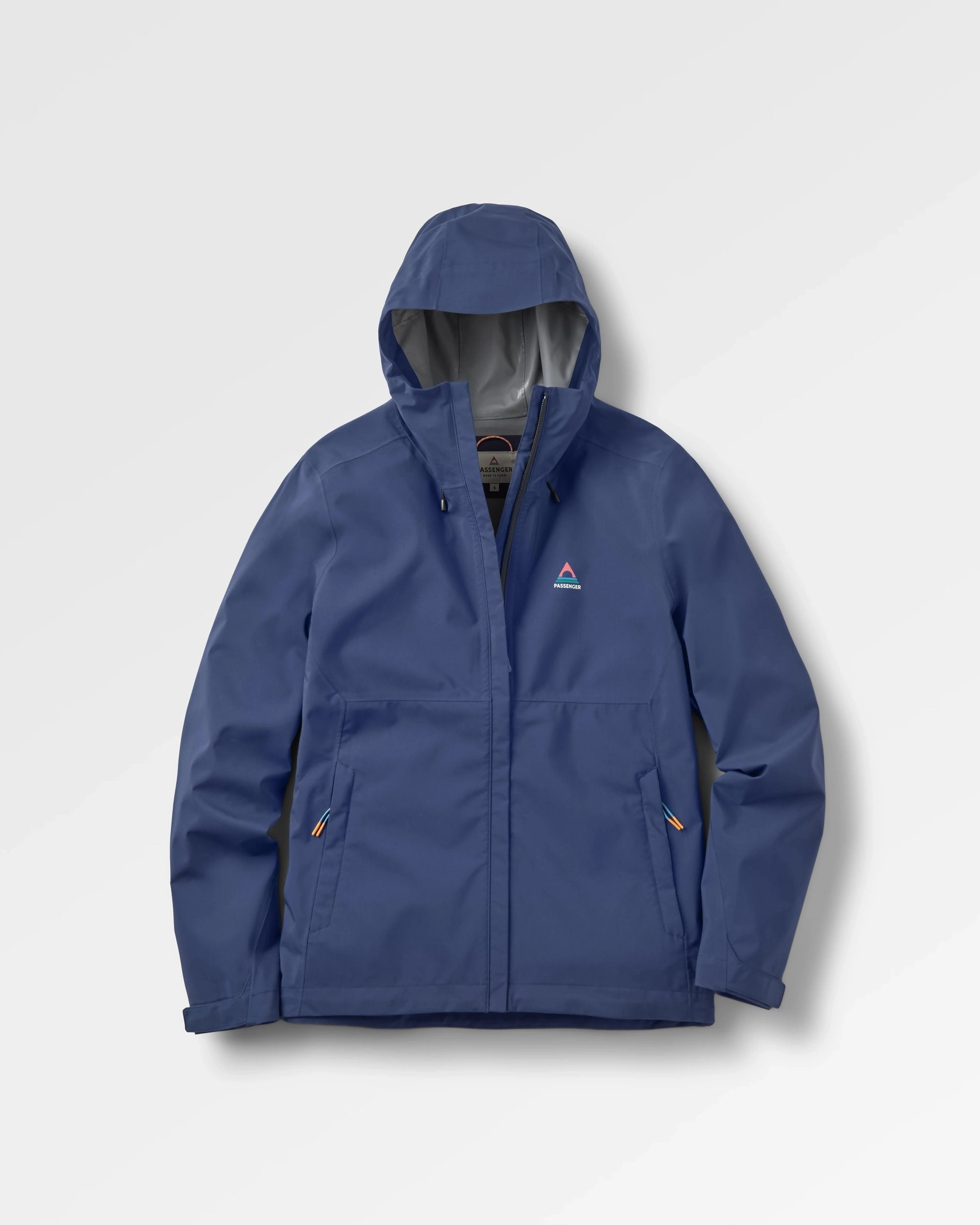 Low Profile Collar Design Rainstorm Recycled Waterproof Jacket - Rich Navy