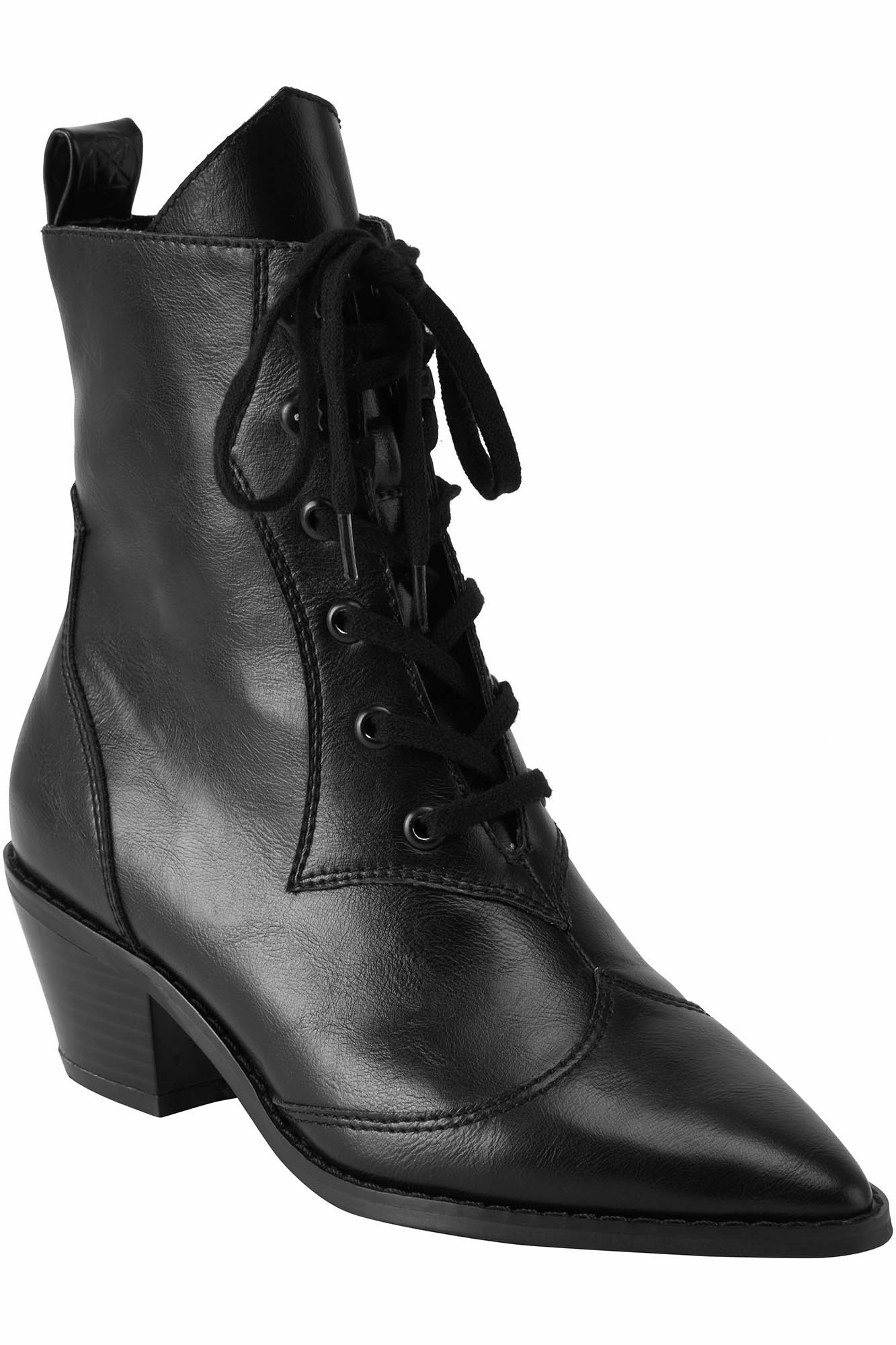 Protective Finish Rough Trail Hiker Tactile Grip Pattern Raven Pointed-Toe Bootie