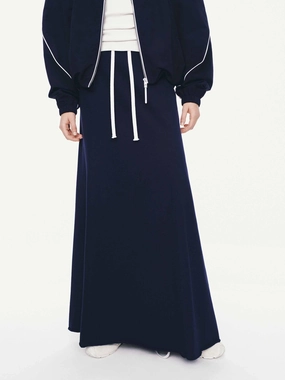 Maxi length Soft Mood Raw Hem Drawstring Skirt