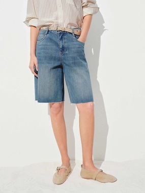 Water Resistant Water Repellent Coating Raw Hem Wash Denim Shorts