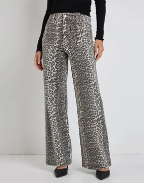 Zoey High Rise Stretch Denim Jean - Leopard Youth Style Office Wear