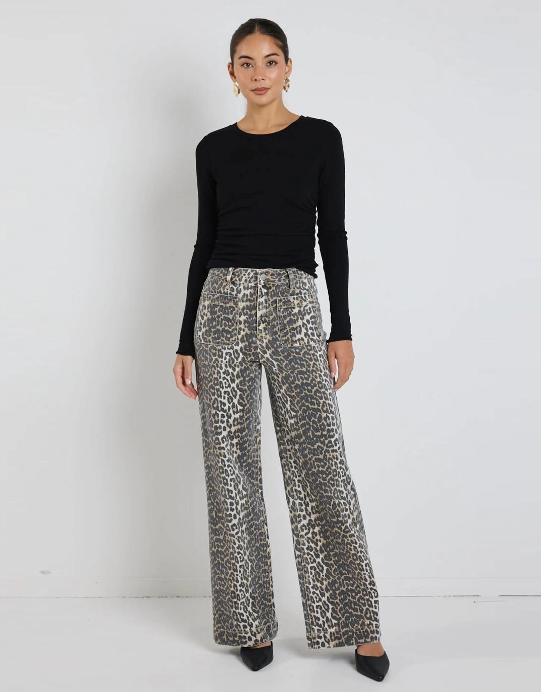 Foundation Piece Zoey High Rise Stretch Denim Jean - Leopard