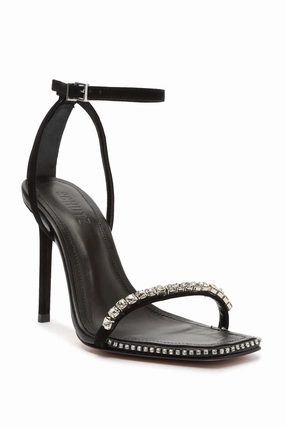 SCHUTZ | Loule Rhinestone Sandal - Black lace up closure