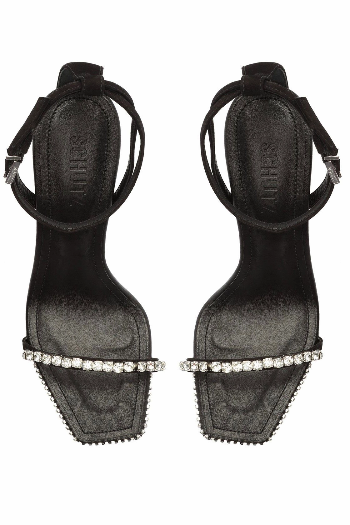 Comfort Cushion Fall Heels SCHUTZ | Loule Rhinestone Sandal - Black
