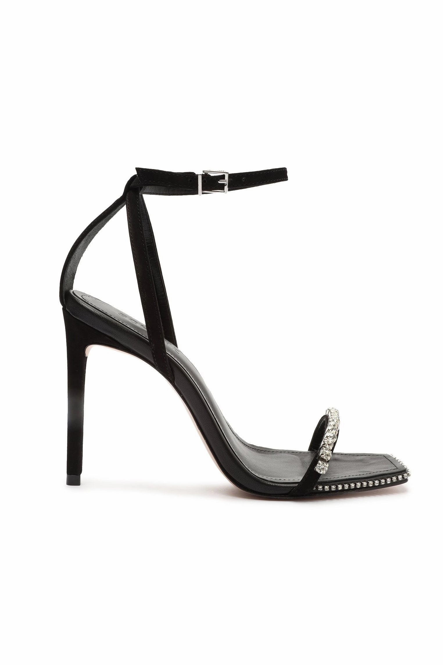 Pointed Heeled Shoes Padded Tongue SCHUTZ | Loule Rhinestone Sandal - Black