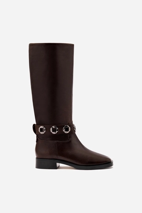 Milan Flat Boot In Brown Leather Outdoor Freedom Lightweight Material
