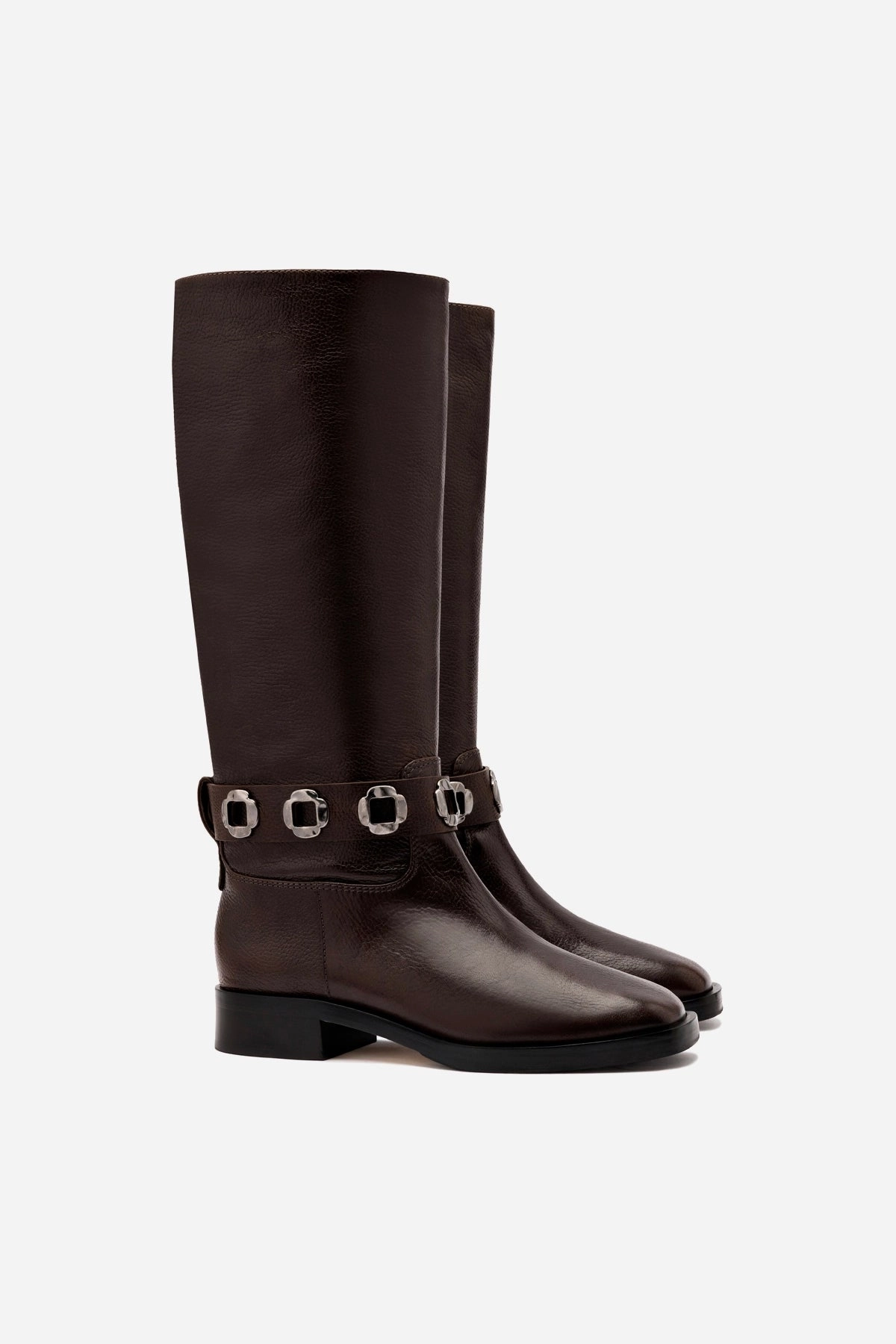 Rainy Day Milan Flat Boot In Brown Leather