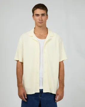 Striped Design Session Waffle Ss Shirt Natural