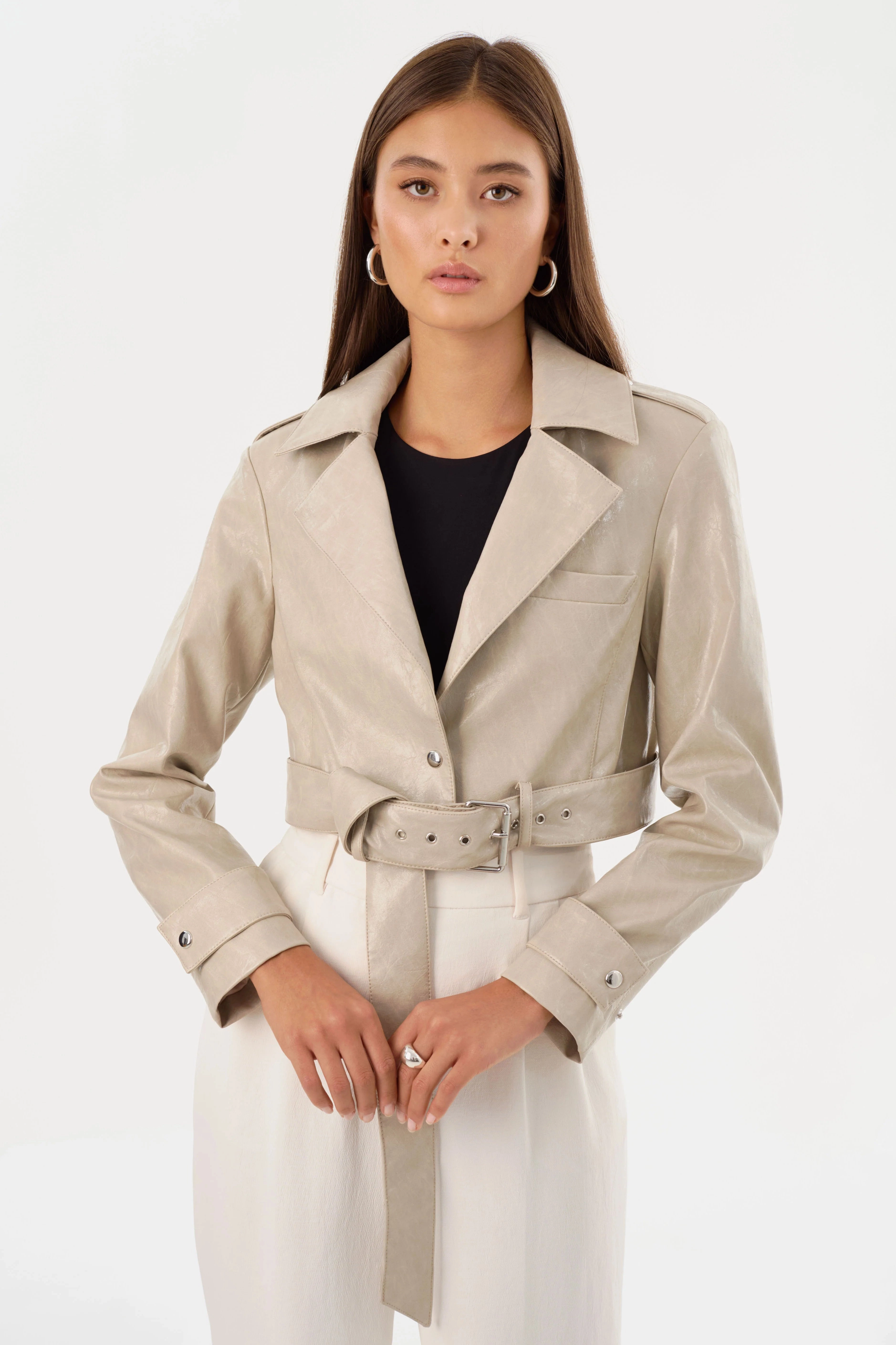 Transitional Daily Fit LAMARQUE | Katija Convertible Faux Leather Trench - Clay