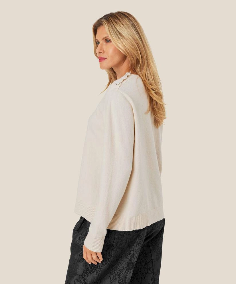 High Durability Material Layered Collar 1009918 MaFilziana Sweater - Whitecap