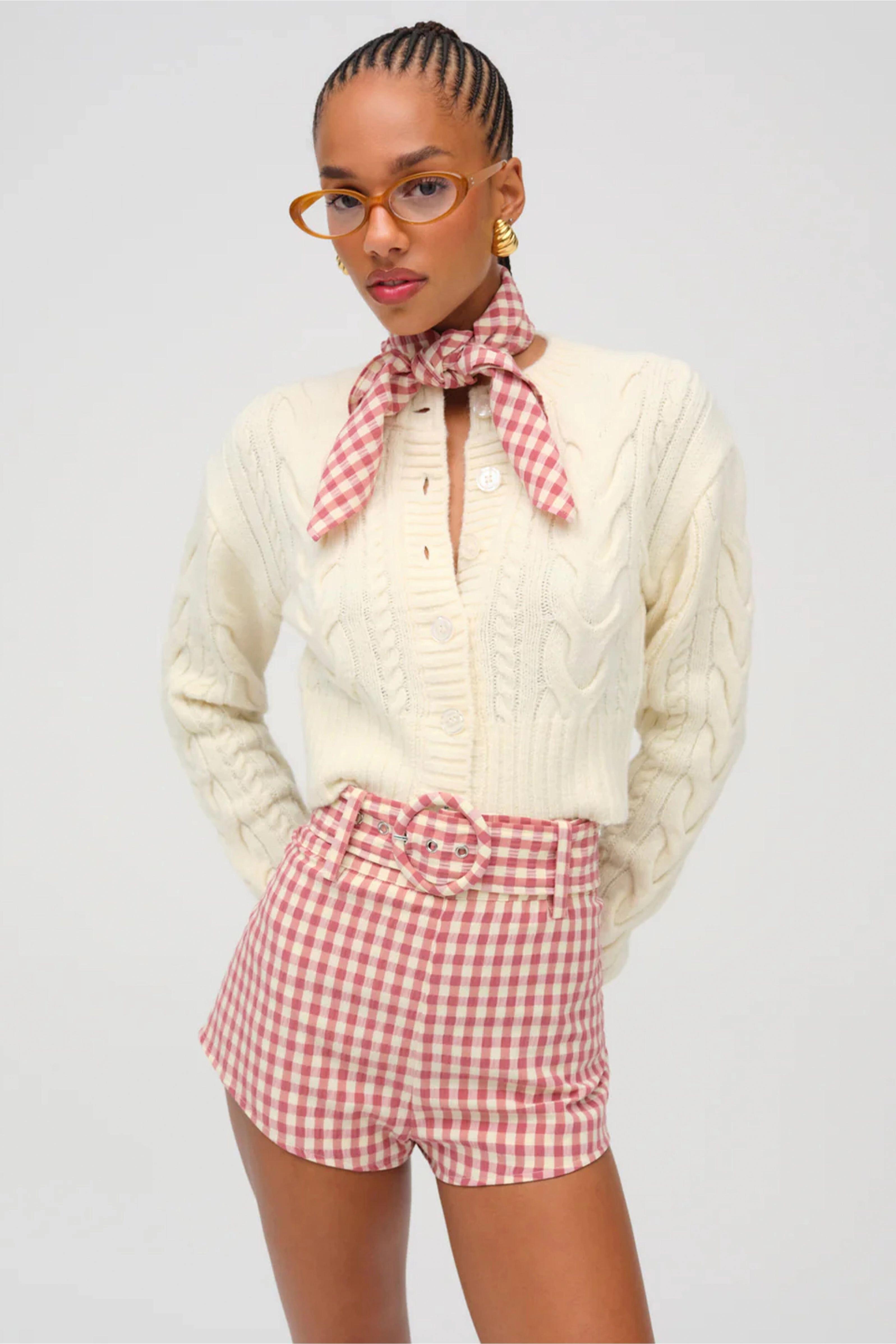 UPF Protection FOR LOVE & LEMONS | Camille Cable Knit Cardigan - Cream