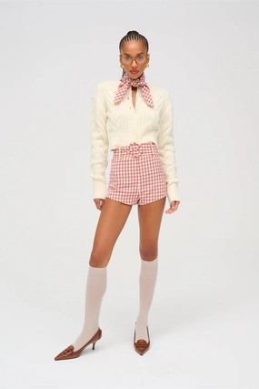 FOR LOVE & LEMONS | Camille Cable Knit Cardigan - Cream Ribbed Trim Urban Layer