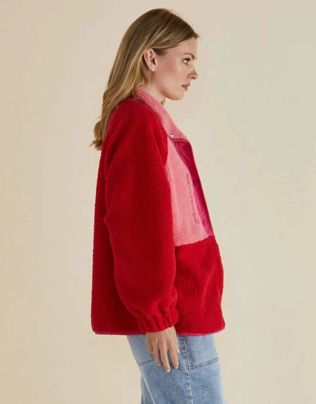 Franklin Fleecy Jacket - Pink/Red Eco Friendly Dye Compression Fit Technology