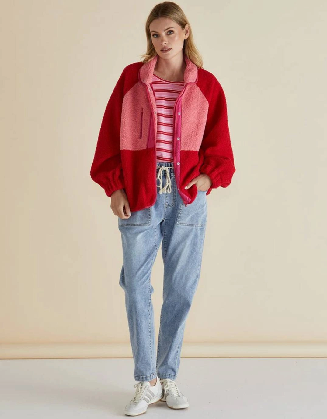 elastic waistband Franklin Fleecy Jacket - Pink/Red