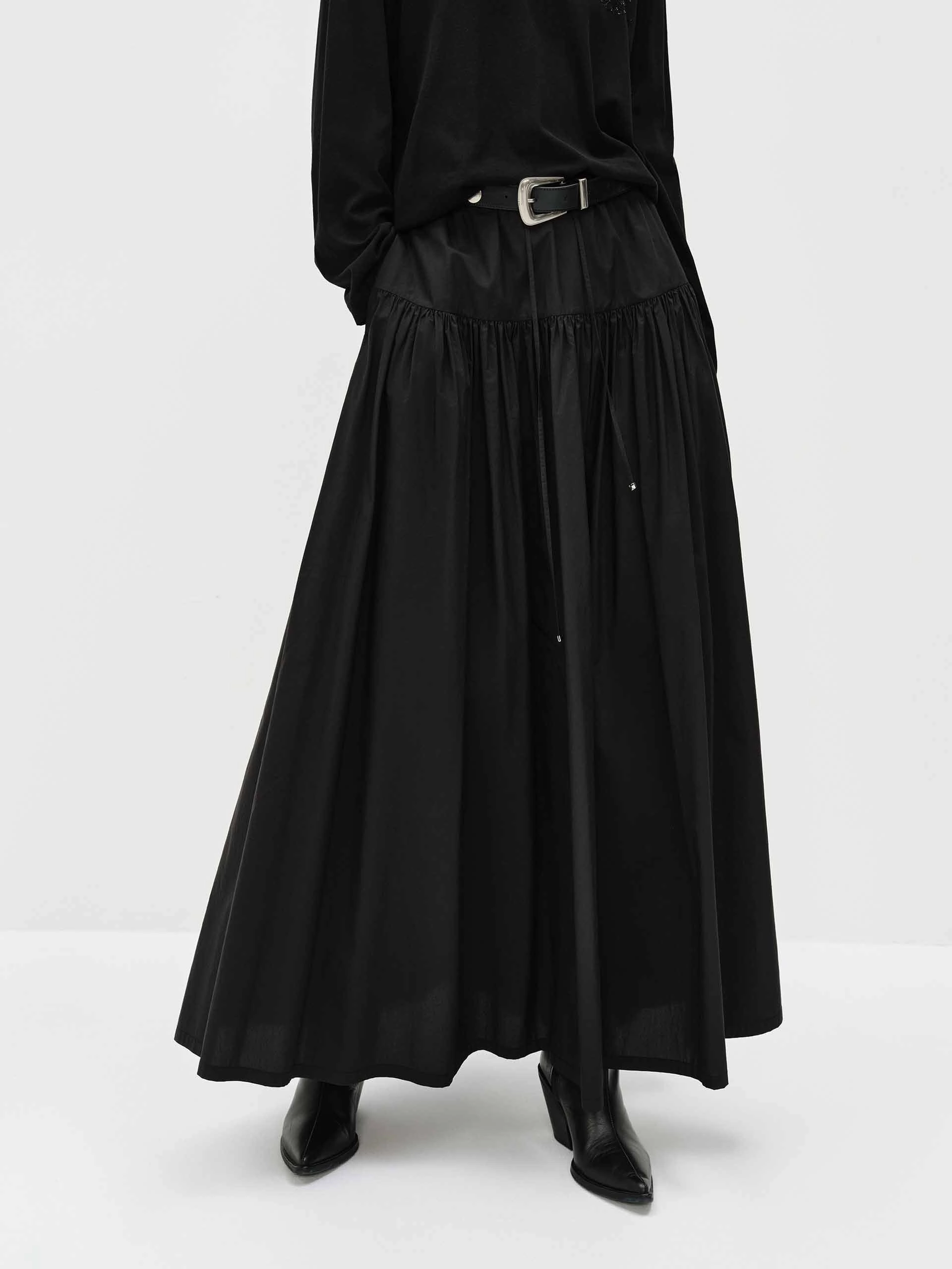 Drawstring A-line Maxi Skirt Urban Fit