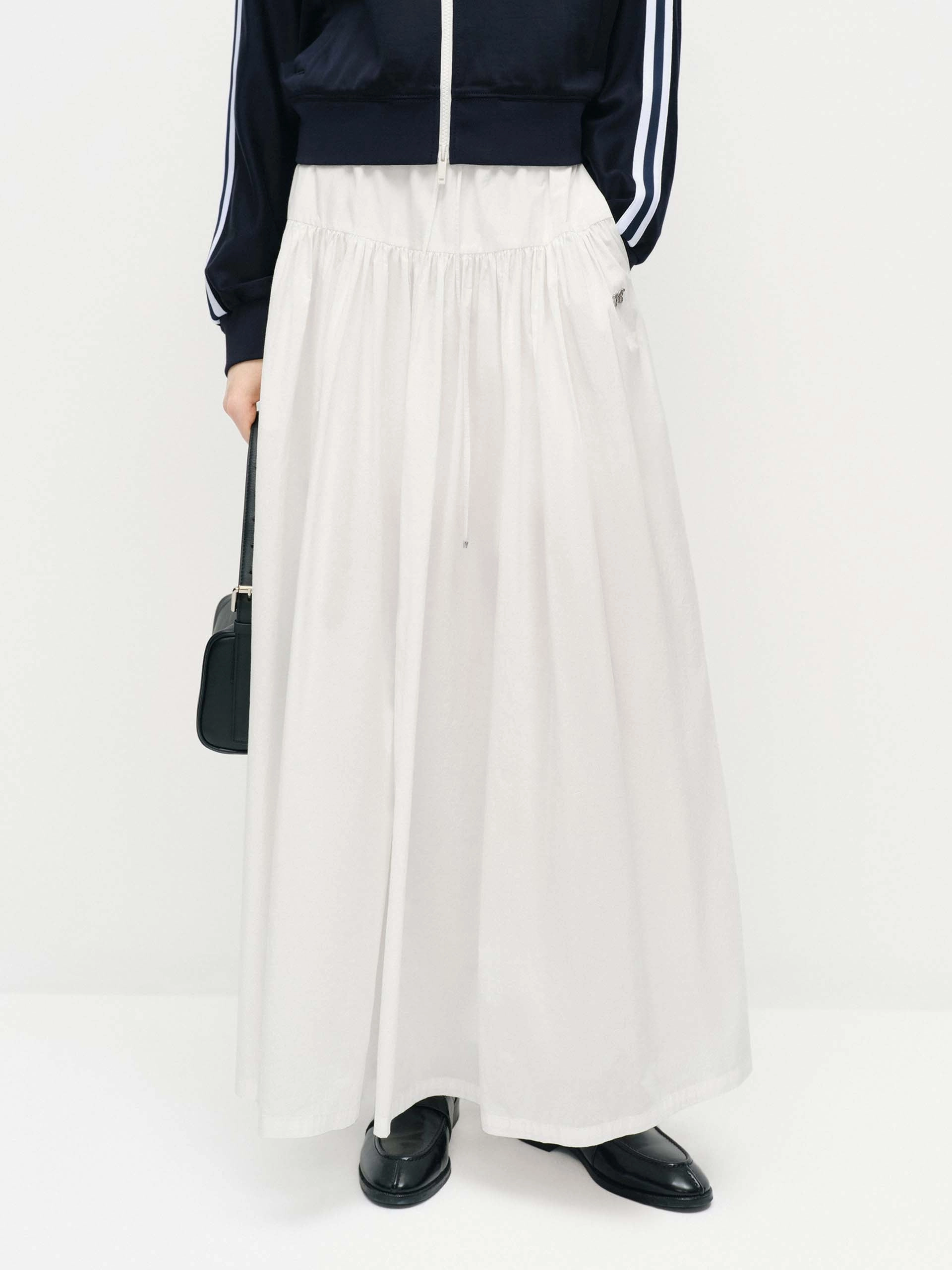 Polished Cut Drawstring closure Drawstring A-line Maxi Skirt