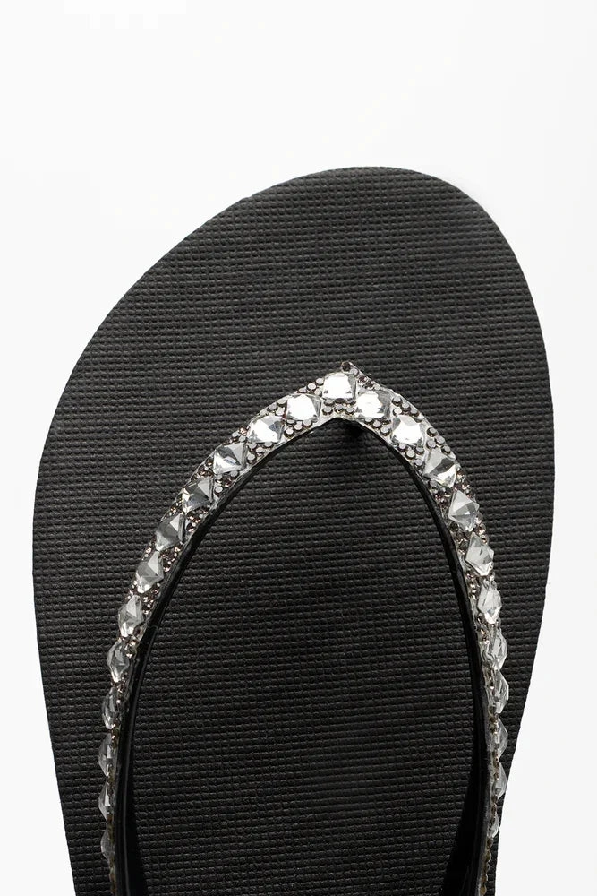 Diamante Flip Flops Black Impact Dispersing Structure