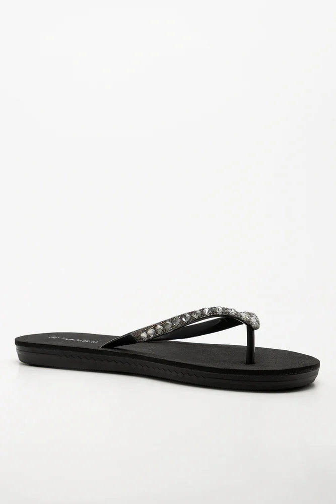 Diamante Flip Flops Black Sporty