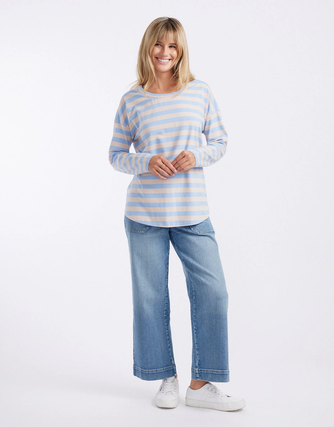 AntiStatic Properties Relaxed Long Sleeve T-Shirt - Dusty Rose/Blue