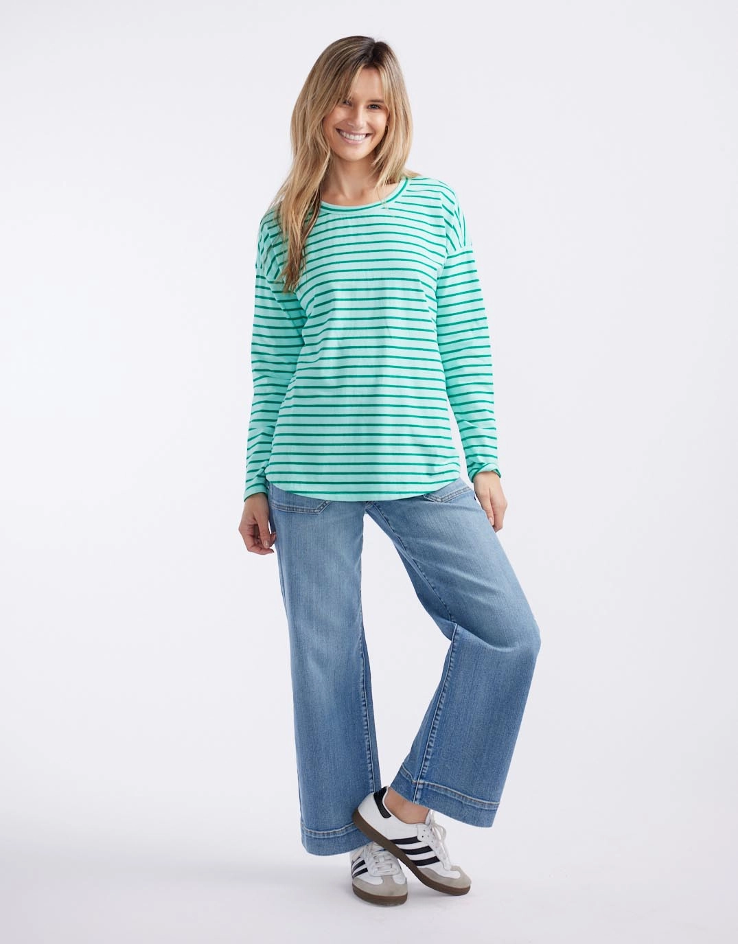 Soft and breathable Relaxed Long Sleeve T-Shirt - Mint/Green