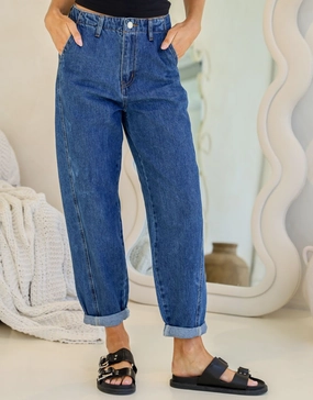 Peyton Stretch Barrel Jean - Dark Wash Everyday Loose Music Event Comfortable clothing