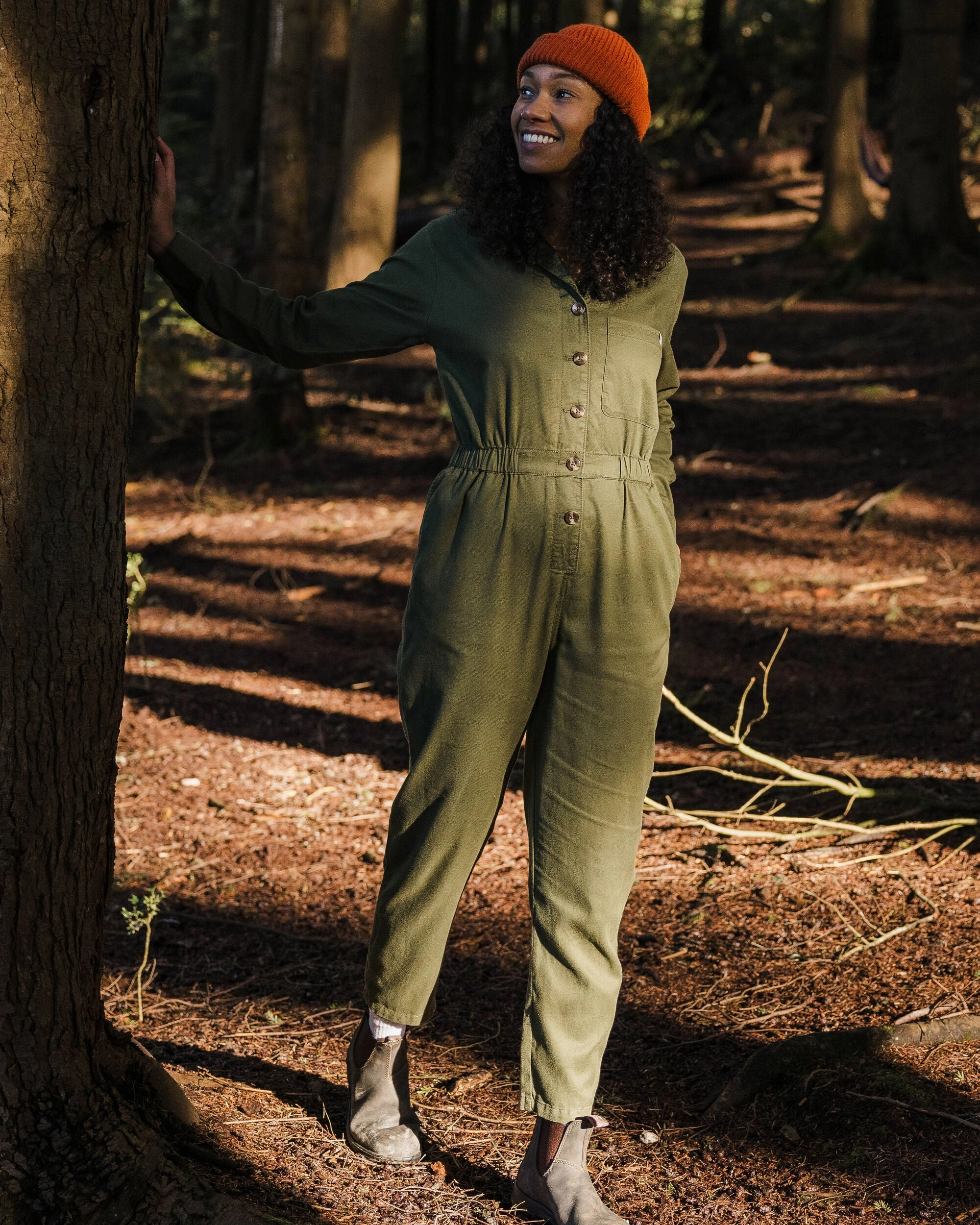FourWayStretch Decorative stitching Resonate Boiler Suit - Khaki