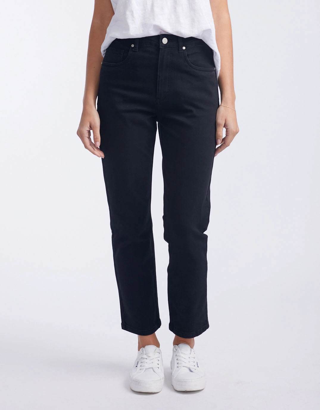 High Quality Eco Friendly Acid Wash Effect Noelle Straight Leg Jean - Black