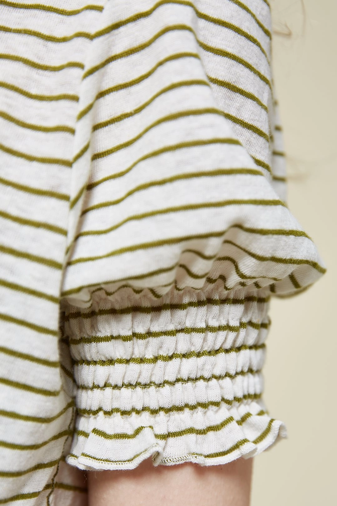 BreathableBackVents Athletic Wear 84276243  Striped Linen T-Shirt - Khaki Stripe