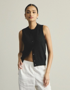 Kyra Button Tank - Black pure Water Resistant Fabric