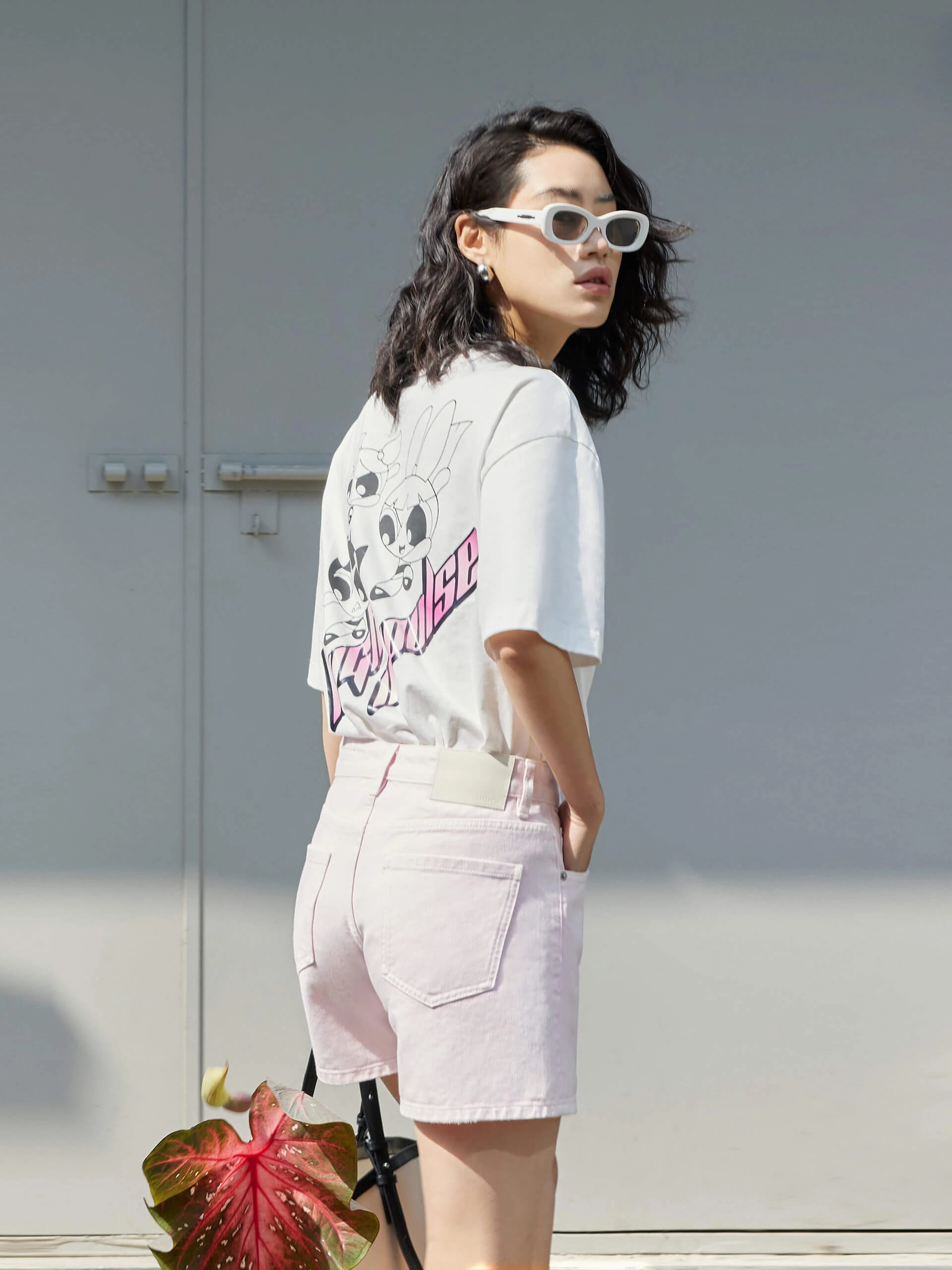 Ripped Details Cotton Denim Shorts Beach Vibe elastic waistband