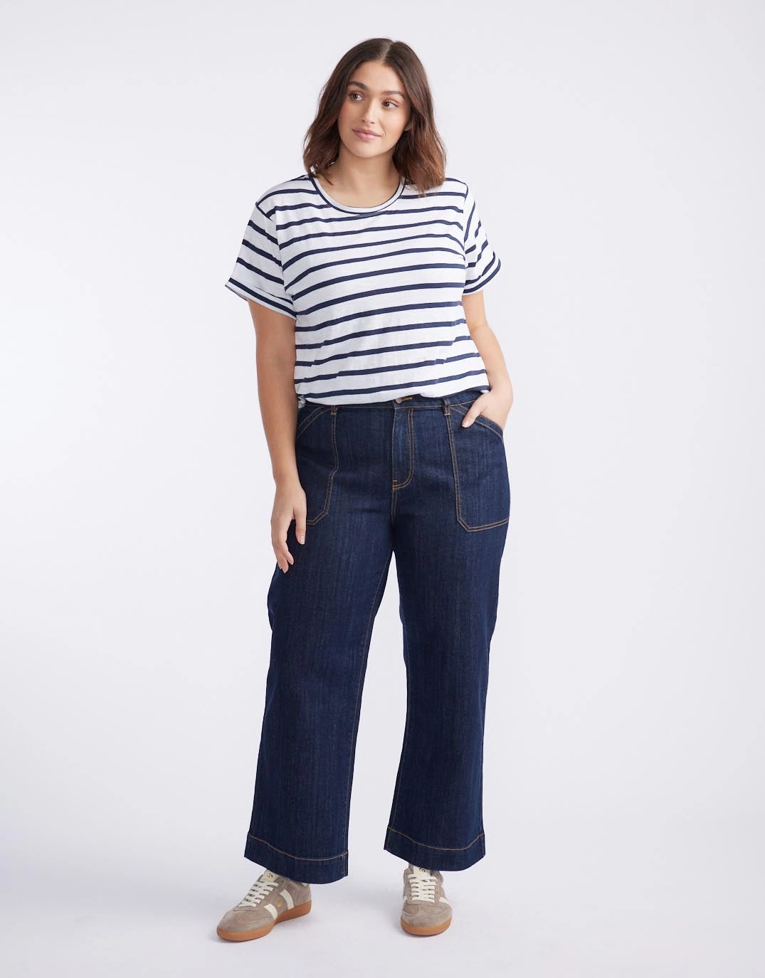 Fray Resistant Hem Catalina Wide Leg Jeans - Indigo