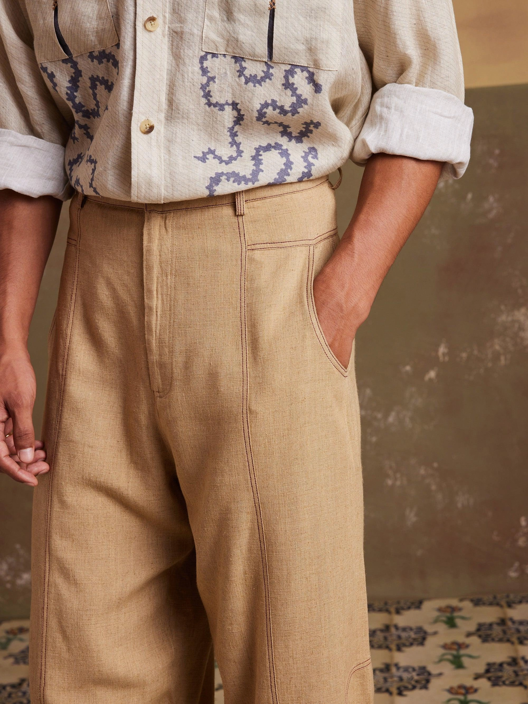 Easy Stretch Fit Top Stitch Pants