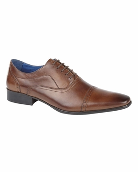 Roamers Mens 5 Eyelet Punched Cap Oxford Shoes Travel Walk