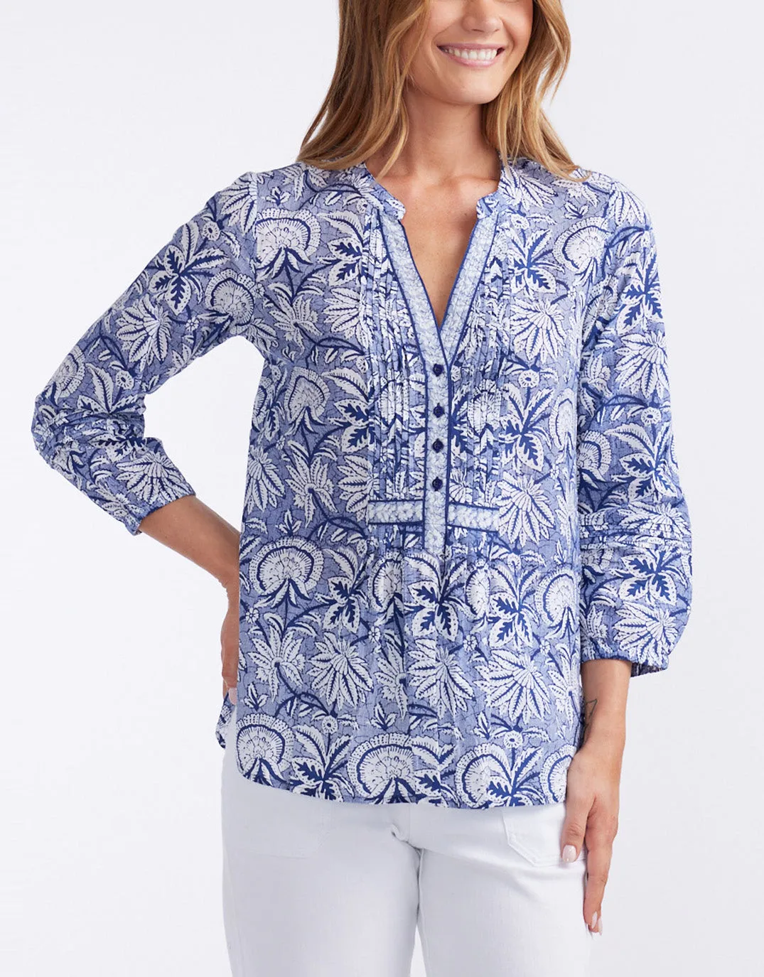 Seasonal Wardrobe Natalie Cotton Blouse - Malta Navy