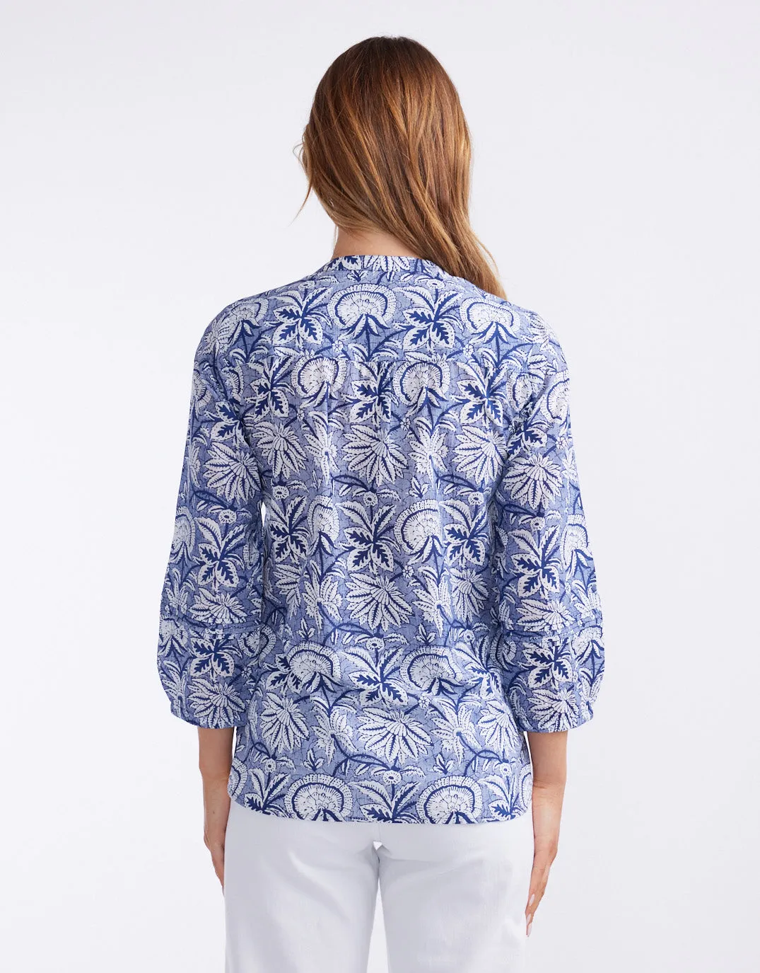 Essential Wardrobe Natalie Cotton Blouse - Malta Navy
