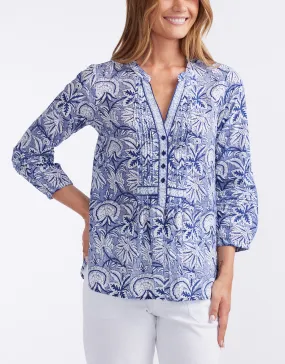 Seasonal Wardrobe Natalie Cotton Blouse - Malta Navy
