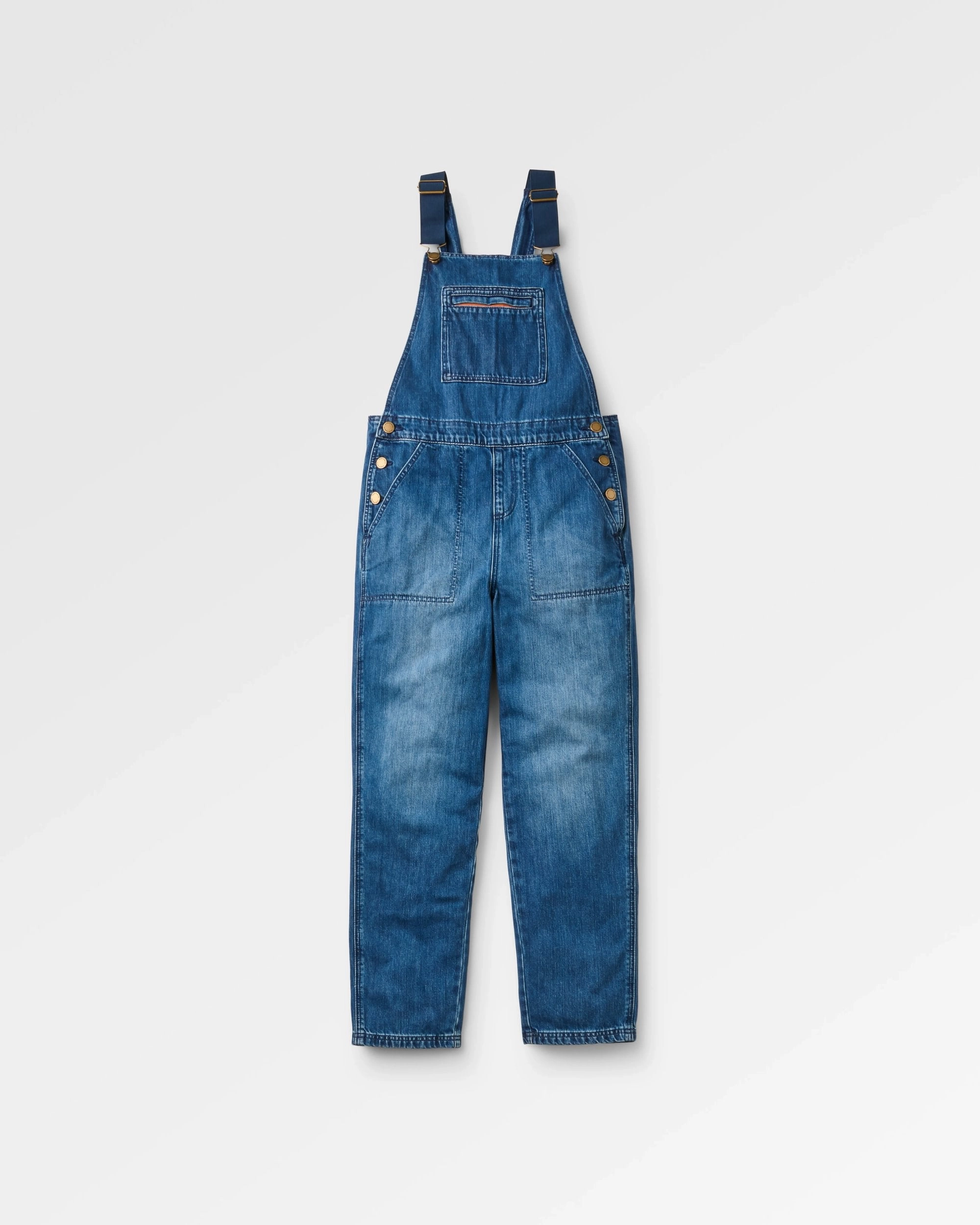 Flared bottom Quick Wear Fit Shuffle Denim Dungarees - Denim Blue